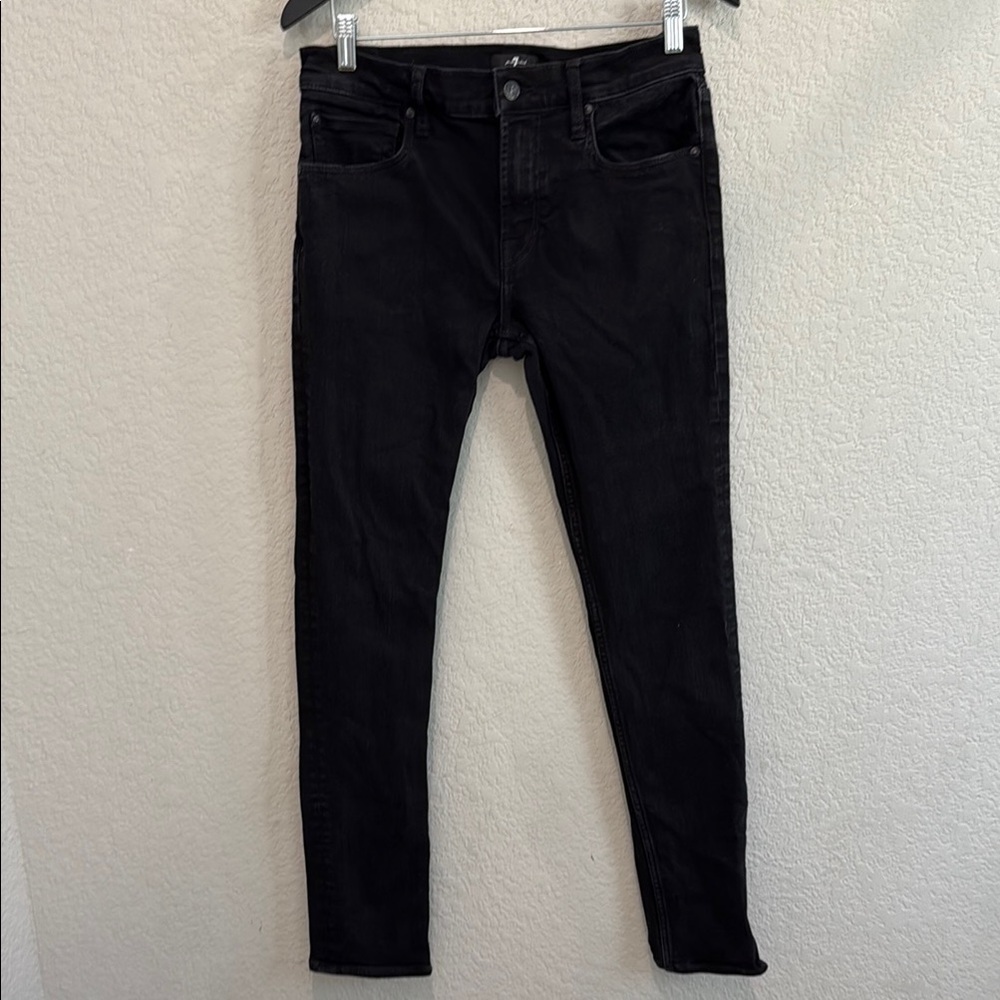 7 for All Mankind Paxtyn Classic Black Skinny Jeans for mens
